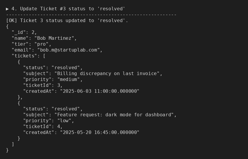 Updating Ticket Status