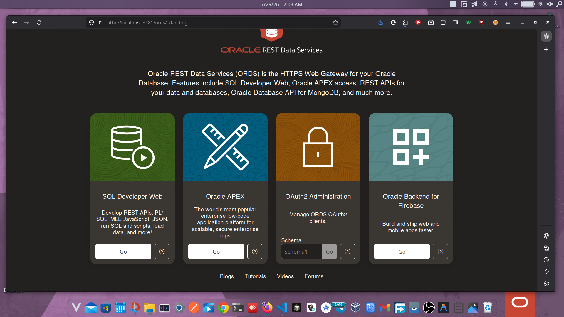 Oracle Backend for Firebase Console