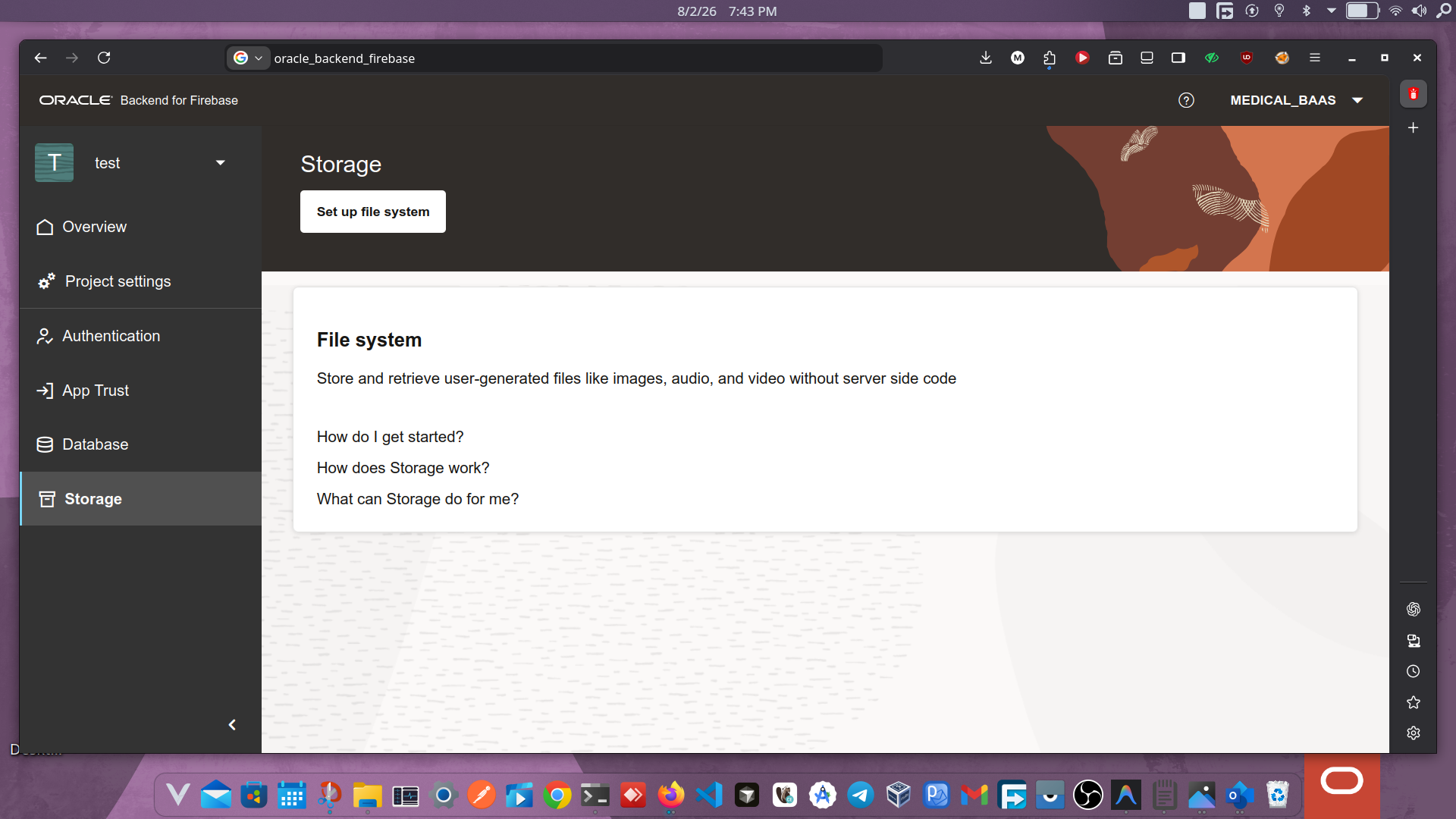 Fusabase Storage Console — file system setup and management