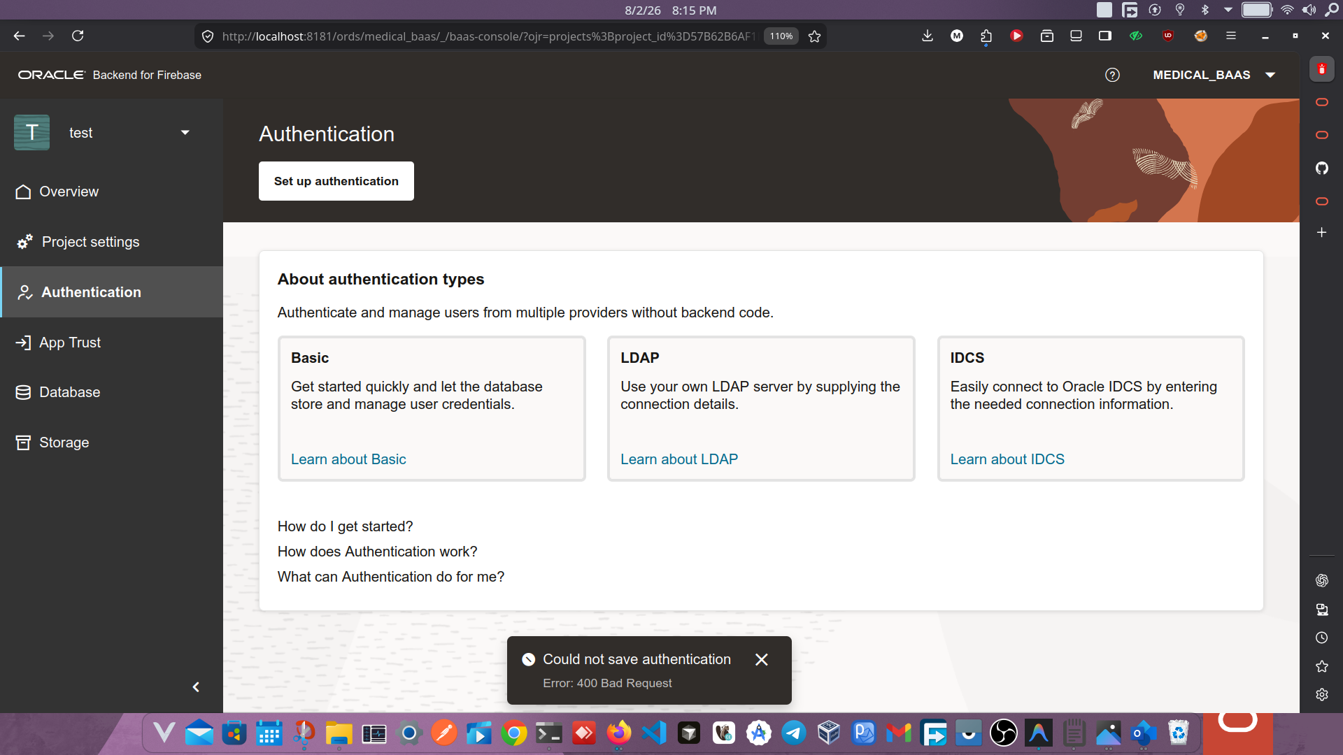 Fusabase Console — Basic Authentication setup fails with HTTP 400 Bad Request